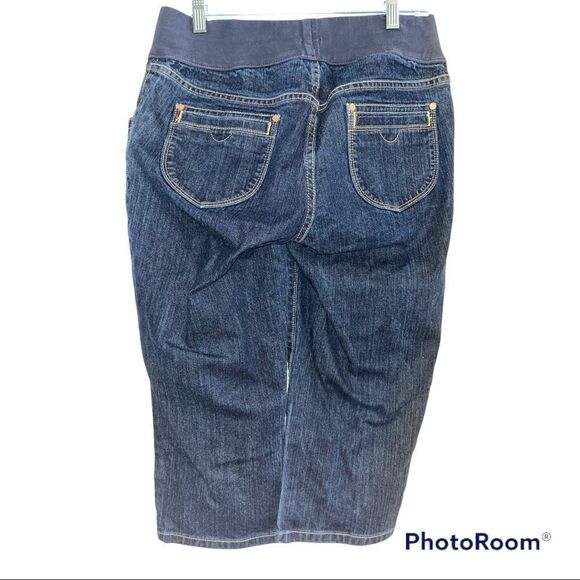 Womens Old Navy Maternity Stretch Low Rise Waist Blue Jeans SZ Medium Capri - Picture 4 of 6